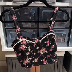 Soprano Black Floral Crop Top